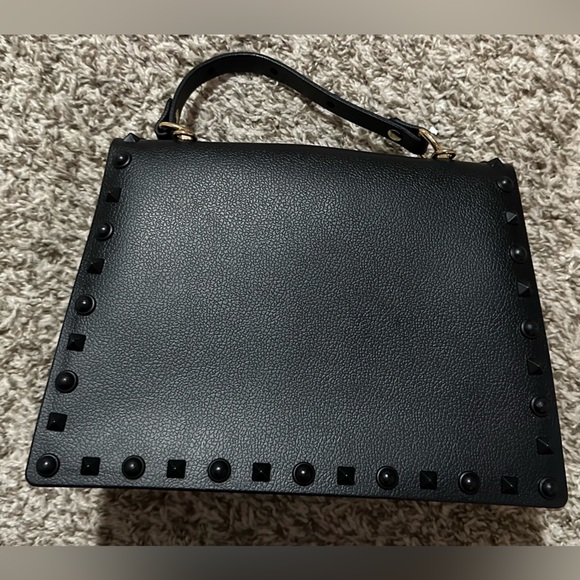 Goth Matte Black Studded Rubber Jelly Handbag Black 7"H X 9"W X 3.5 - Picture 2 of 2